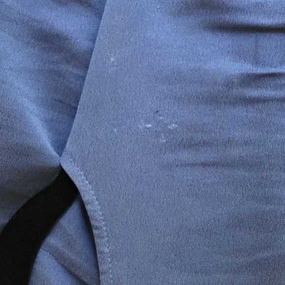 BCBGMAXAZRIA Blue Wrap Short-Sleeve Dress | Sheer Overlay | Size 8 - Picture 14 of 16